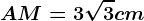 AM=3\sqrt3cm;\, MN=6\ cm; BN=5\sqrt3cm