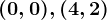 (0,0), (4,2)