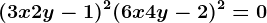 (3x+2y-1)^2+(6x+4y-2)^2=0