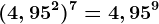 (4,95^2)^7=4,95^9