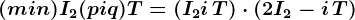 (m+in)I2+(p+iq)T=(I2+i\,T)\cdot(2I2-i\,T)