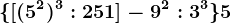 \[(5^2)^3:25+1]-9^2:3^3\+5