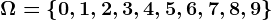 \Omega =\left \ 0, 1, 2, 3, 4, 5, 6, 7, 8, 9 \right \
