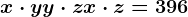 \dpi100 x\cdot y+y\cdot z+x\cdot z= 396