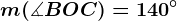 \fncm m(\measuredangle BOC)=140^\circ