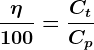 \frac\eta100=\fracCtCp
