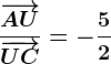 \frac\overrightarrowAU\overrightarrowUC=-\frac52
