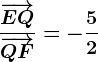 \frac\overrightarrowEQ\overrightarrowQF=-\frac52