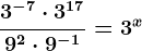 \frac3^-7 \cdot 3^179^2 \cdot 9^-1=3^x