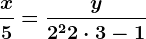 \fracx5=\fracy2^2+2\cdot 3-1