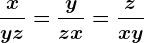 \fracxy+z=\fracyz+x=\fraczx+y