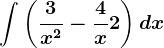 \int \left ( \frac3x^2-\frac4x+2 \right )dx