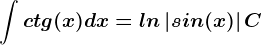 \int ctg(x)dx=ln\left | sin(x) \right |+C