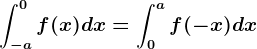 \int-a^0f(x)dx=\int0^af(-x)dx