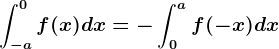 \int-a^0f(x)dx=-\int0^af(-x)dx
