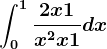 \int0^1\frac2x+1x^2+x+1dx