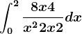 \int0^2\frac8x+4x^2+2x+2dx