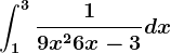 \int1^3\frac19x^2+6x-3dx
