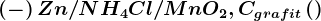\left ( - \right )Zn/NH4Cl/MnO2,Cgrafit\left ( + \right )