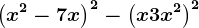 \left ( x^2-7x \right )^2-\left ( x+3x^2 \right )^2