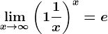 \limx--> +\infty \left (1+\frac1x \right )^x=e