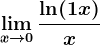 \limx--> 0\frac\ln(1+x)x