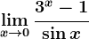 \limx--> 0\frac3^x-1\sin x