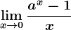 \limx--> 0\fraca^x-1x