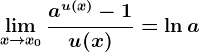 \limx--> x0\fraca^u(x)-1u(x)=\ln a