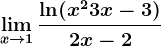 \limx-->1 \frac\ln(x^2+3x-3)2x-2