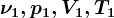\nu1 , p1, V1, T1