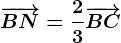 \overrightarrowBN=\frac23\overrightarrowBC