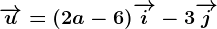 \overrightarrowu=(2a-6)\overrightarrowi-3\overrightarrowj
