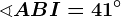 \sphericalangle ABI=41^\circ