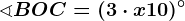 \sphericalangle BOC=(3\cdot x+10)^\circ