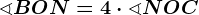 \sphericalangle BON=4\cdot \sphericalangle NOC