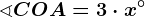 \sphericalangle COA=3\cdot x^\circ