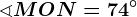 \sphericalangle MON=74^\circ