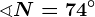 \sphericalangle N=74^\circ
