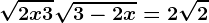 \sqrt2x+3+\sqrt3-2x=2\sqrt2