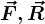 \vecF,\vecR
