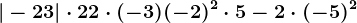 |-23|\cdot 2+ 2\cdot (-3)+(-2)^2\cdot 5-2\cdot (-5)^2