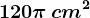 120\pi \, cm^2