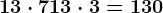 13 \cdot 7 + 13 \cdot 3=130