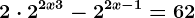 2\cdot 2^2x+3-2^2x-1=62