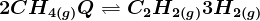 2CH4(g)+Q<--> C2H2(g)+3H2(g)