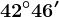 42^\circ46'