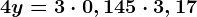 4y=3 \cdot 0,14+5 \cdot 3,17