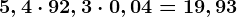5,4 \cdot 92,3 \cdot 0,04=19,93