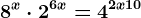 8^x\cdot 2^6x=4^2x+10